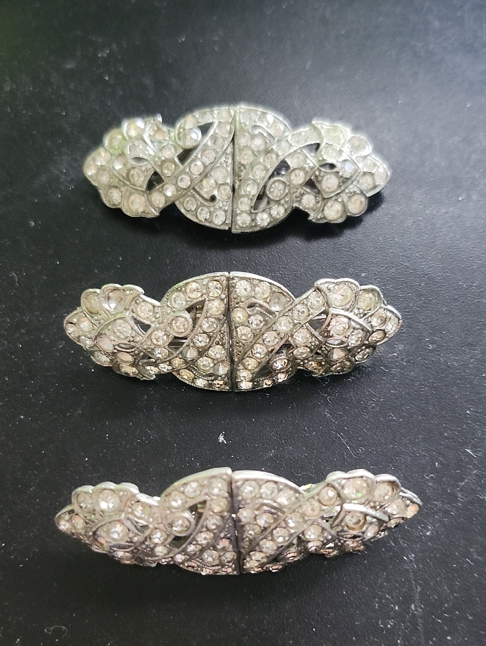 Vintage Rhinestone Silver-Tone Decorative Clasp -Sparkling Silver Jewelry Accent